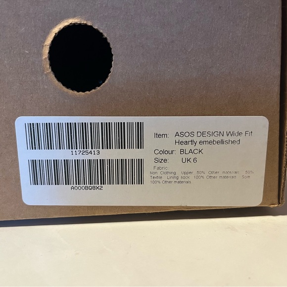 ASOS Design WIDE FIT size 8 embellished heeled mules in black & silver, NWT - Picture 5 of 10